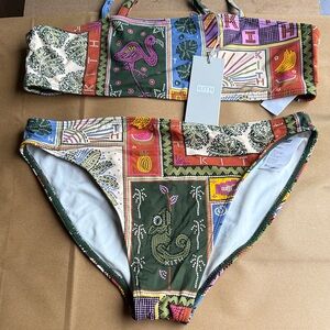 Kith Multicolor Patchwork Bikini Bottom with Green Accent